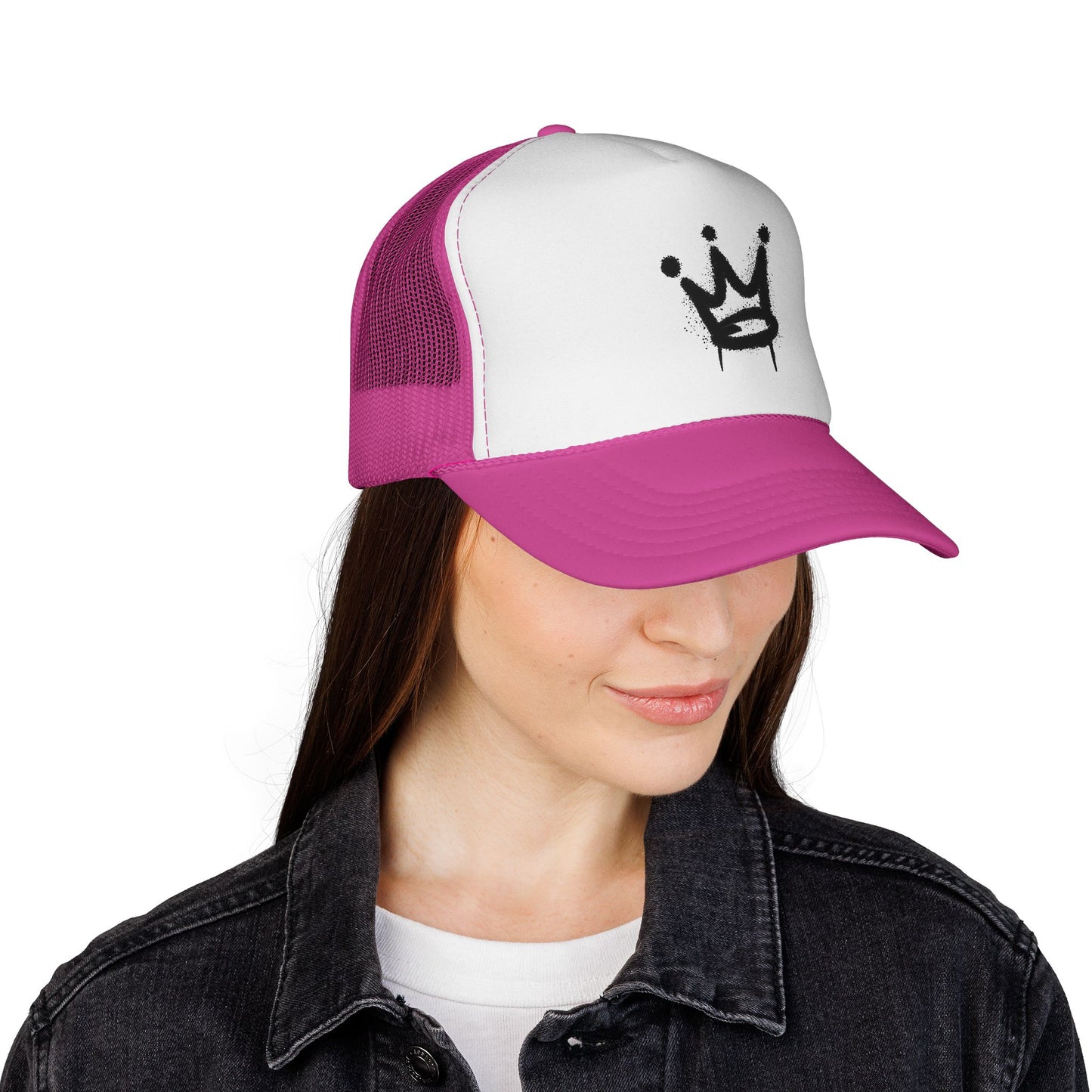 Crown Graffiti Trucker Cap — Streetwear Mesh Hat