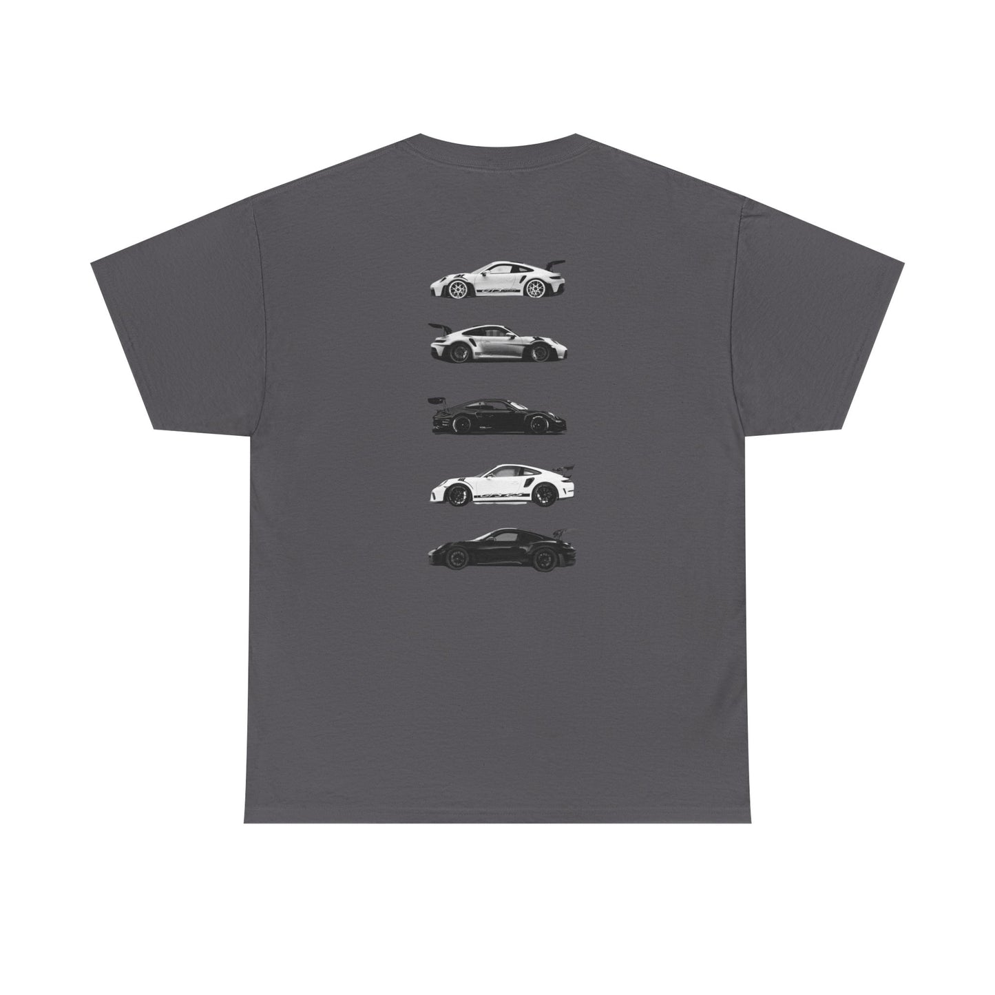 Car Silhouettes Tee — Minimal Crown Logo Racing Sports Car T‑Shirt