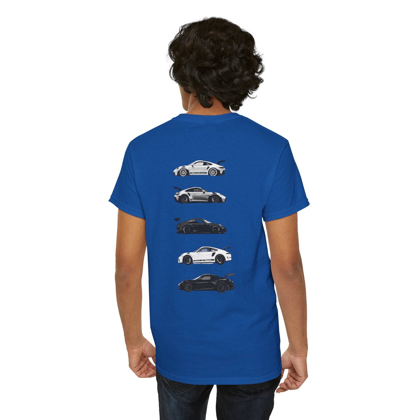 Car Silhouettes Tee — Minimal Crown Logo Racing Sports Car T‑Shirt