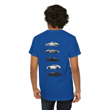 Car Silhouettes Tee — Minimal Crown Logo Racing Sports Car T‑Shirt