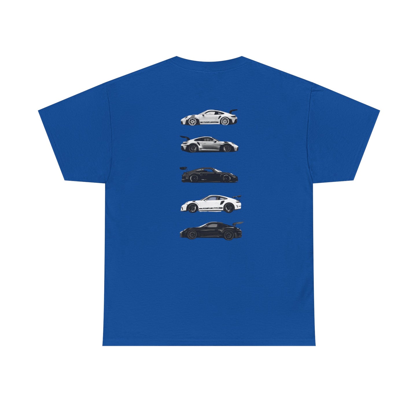 Car Silhouettes Tee — Minimal Crown Logo Racing Sports Car T‑Shirt