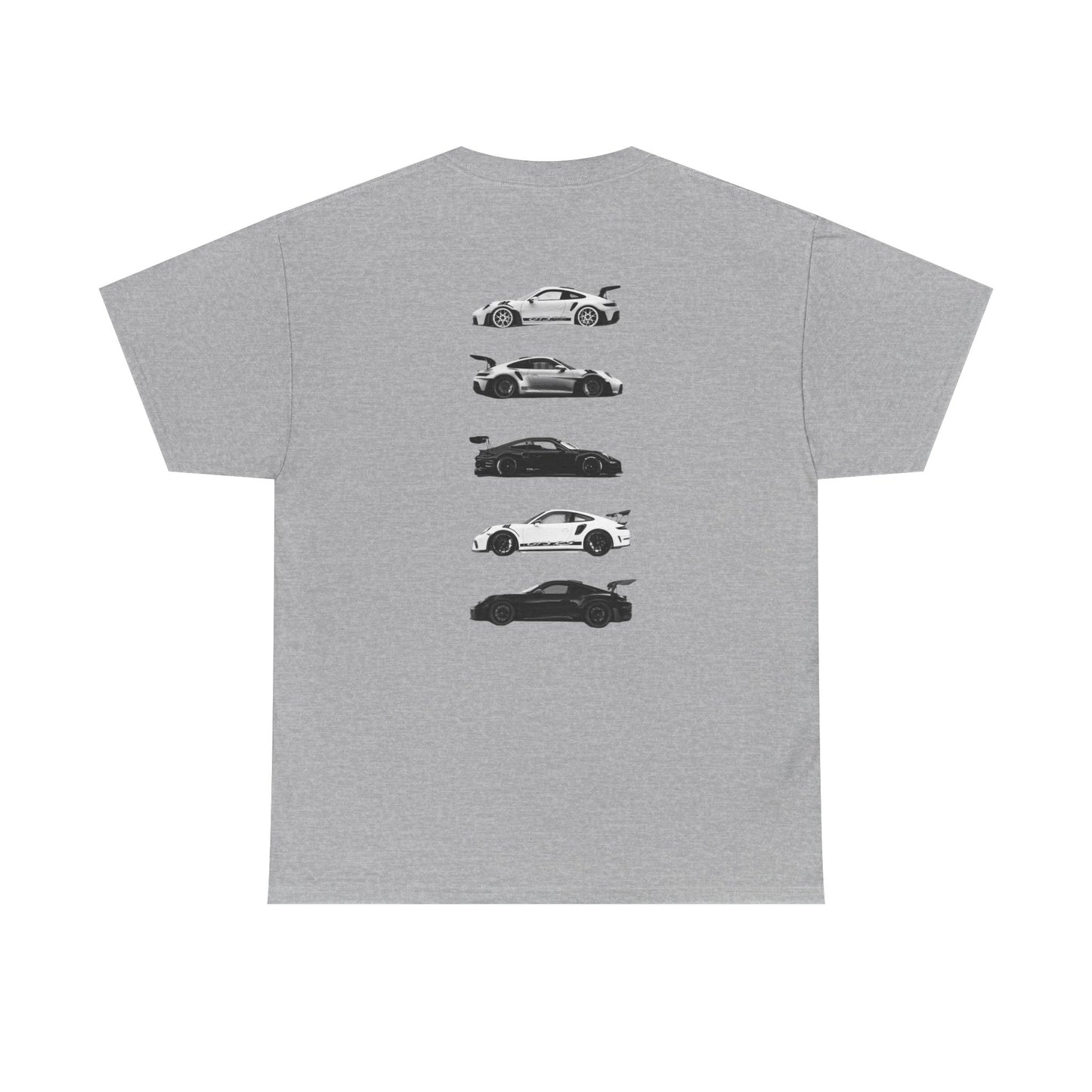 Car Silhouettes Tee — Minimal Crown Logo Racing Sports Car T‑Shirt