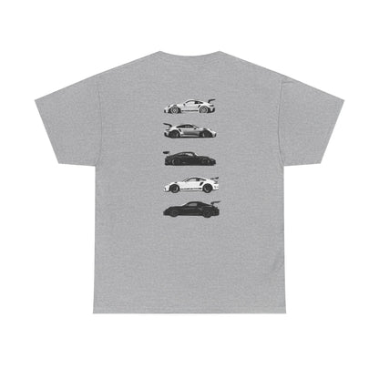 Car Silhouettes Tee — Minimal Crown Logo Racing Sports Car T‑Shirt