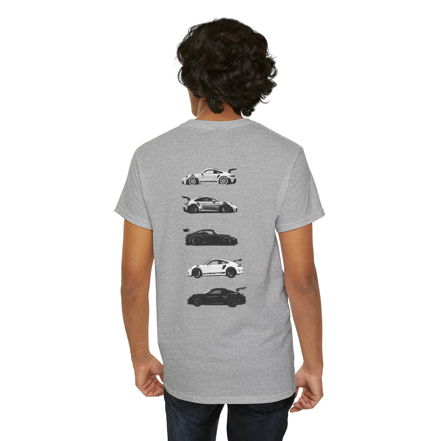 Car Silhouettes Tee — Minimal Crown Logo Racing Sports Car T‑Shirt