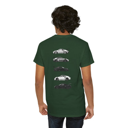 Car Silhouettes Tee — Minimal Crown Logo Racing Sports Car T‑Shirt