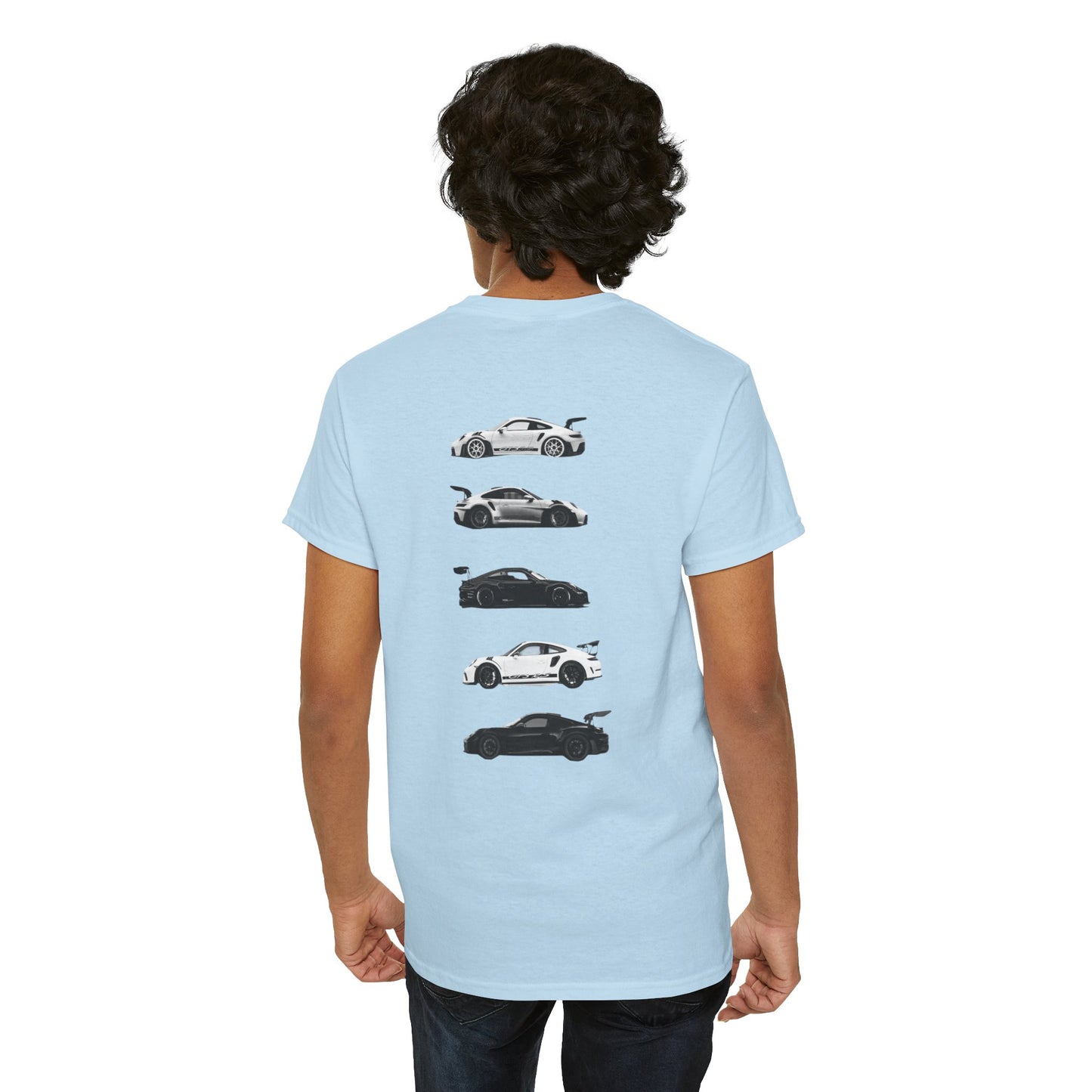 Car Silhouettes Tee — Minimal Crown Logo Racing Sports Car T‑Shirt
