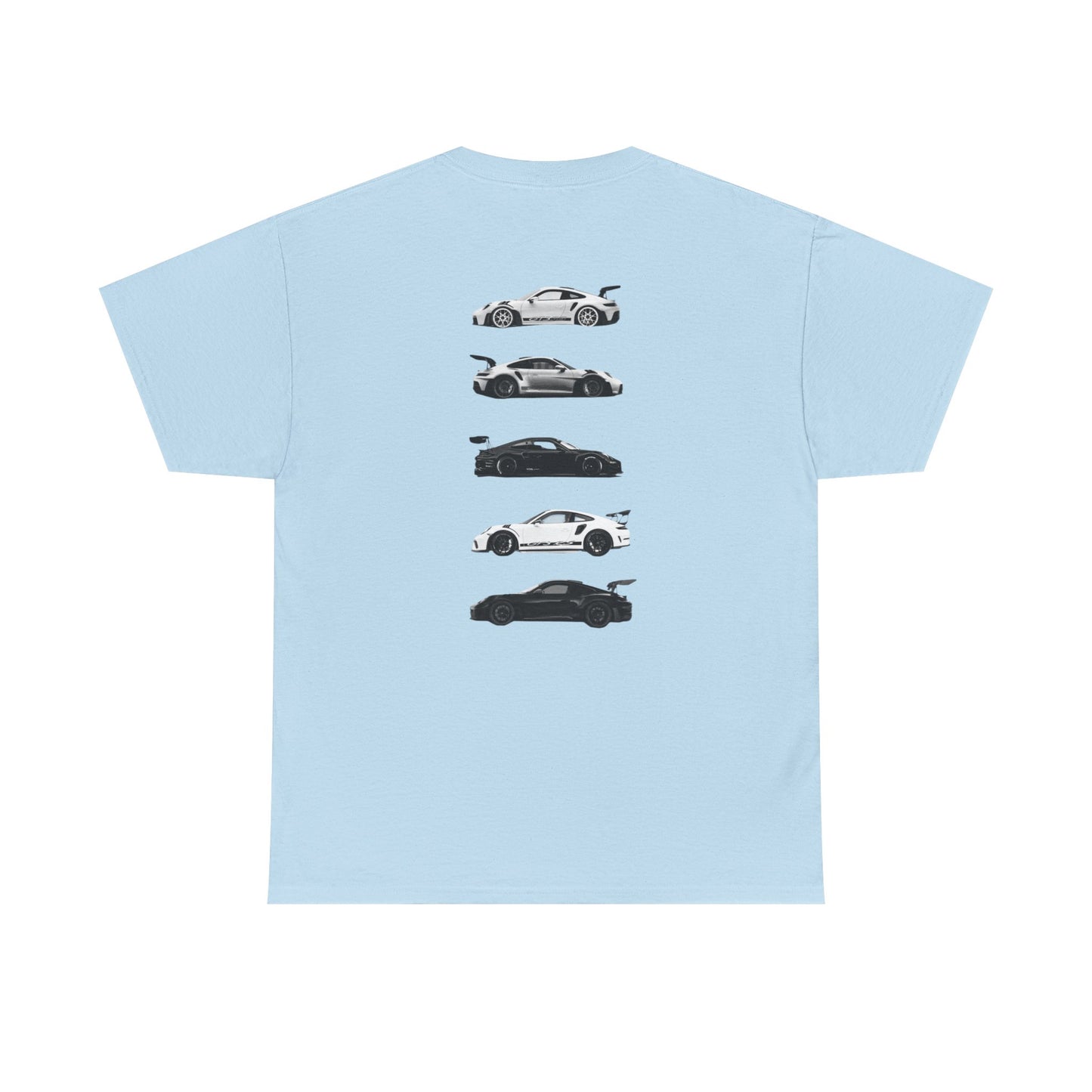 Car Silhouettes Tee — Minimal Crown Logo Racing Sports Car T‑Shirt