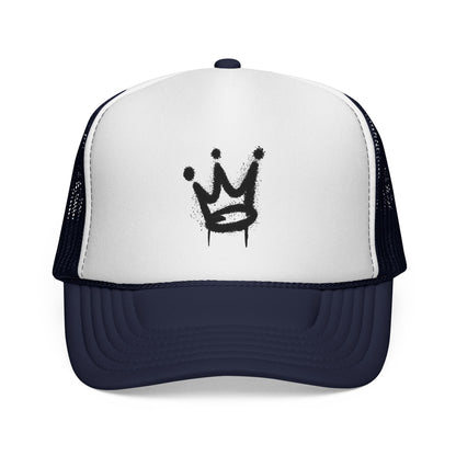 Crown Graffiti Trucker Cap — Streetwear Mesh Hat