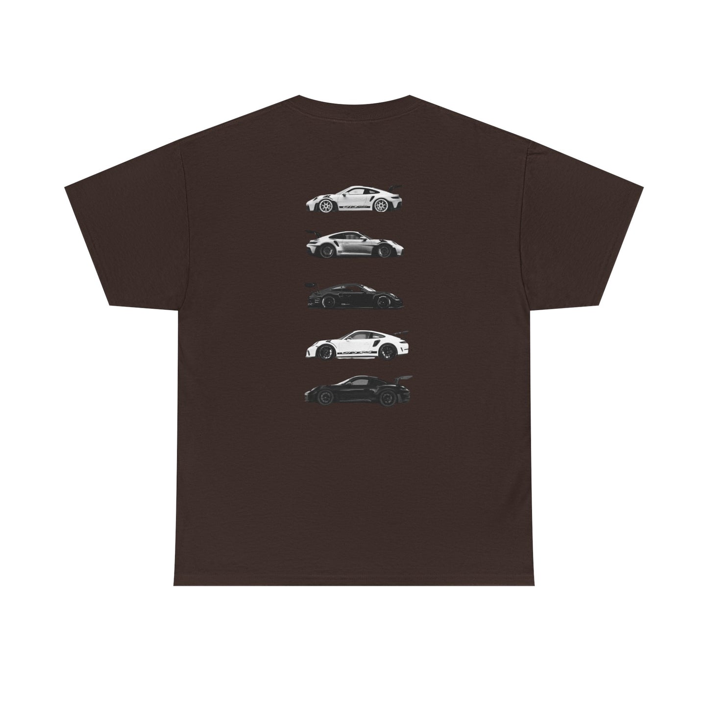 Car Silhouettes Tee — Minimal Crown Logo Racing Sports Car T‑Shirt