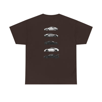 Car Silhouettes Tee — Minimal Crown Logo Racing Sports Car T‑Shirt
