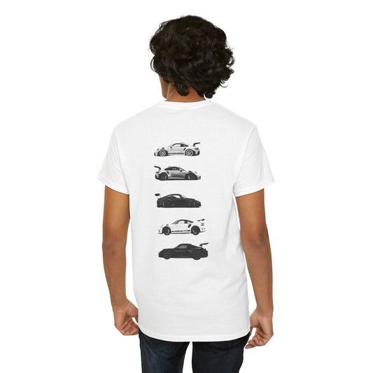 Car Silhouettes Tee — Minimal Crown Logo Racing Sports Car T‑Shirt