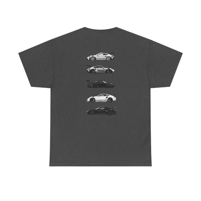 Car Silhouettes Tee — Minimal Crown Logo Racing Sports Car T‑Shirt