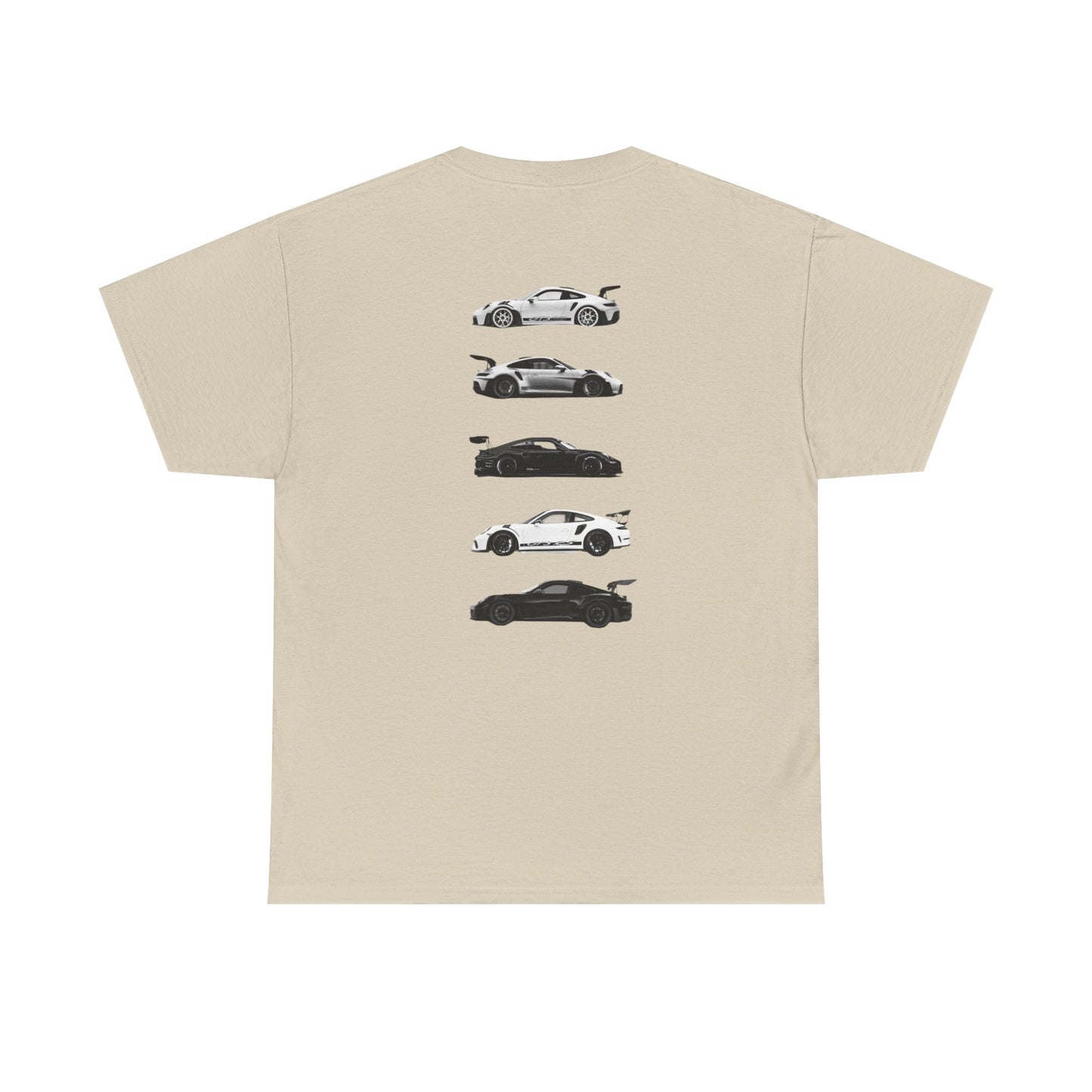 Car Silhouettes Tee — Minimal Crown Logo Racing Sports Car T‑Shirt