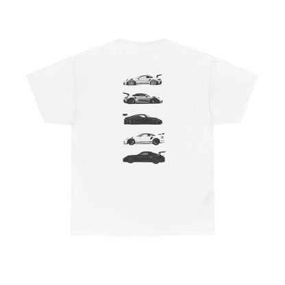 Car Silhouettes Tee — Minimal Crown Logo Racing Sports Car T‑Shirt