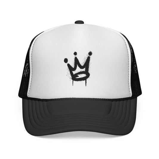 Crown Graffiti Trucker Cap — Streetwear Mesh Hat